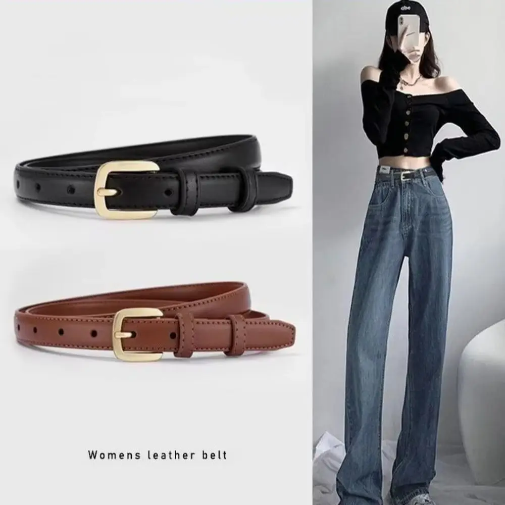 

Black Needle Buckle Leather Fashion Belt with Jeans Belt Korean Version PU Leather Waist Belt Strap Simple