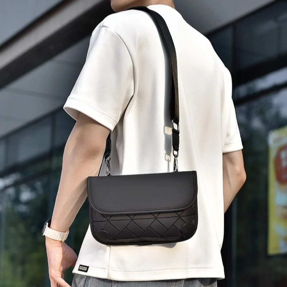 

Protable PU Grid Shoulder Bag Waterproof Multi-function Men Crossbody Bag Colorful Large Capacity Men Chest Bag Men/Women