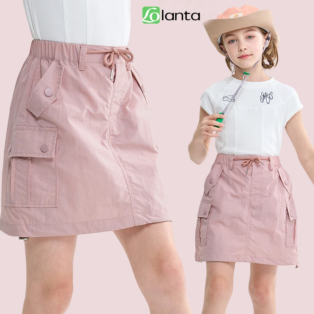 LOlanta Girls Cargo Skirt Parachute Shorts Skirt with Pockets Summer Kids Beach Hiking Sport Casual Skort with Elastic Waistband