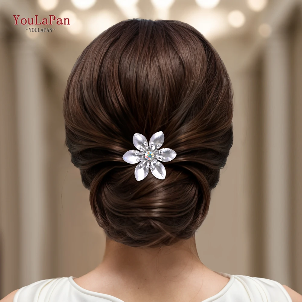 YouLaPan Bride Flower Hairpins Wedding Hair Forks Accessories Elegant Women Banquet Hair Style Decoration Headpieces HP771