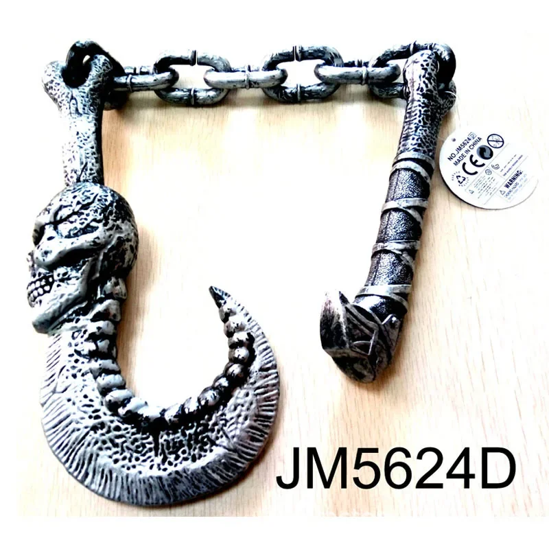 Halloween Bent Hook Prisoner Foot Shackle Prop Knife Smashing Party Cheer Plastic Hammer Chain