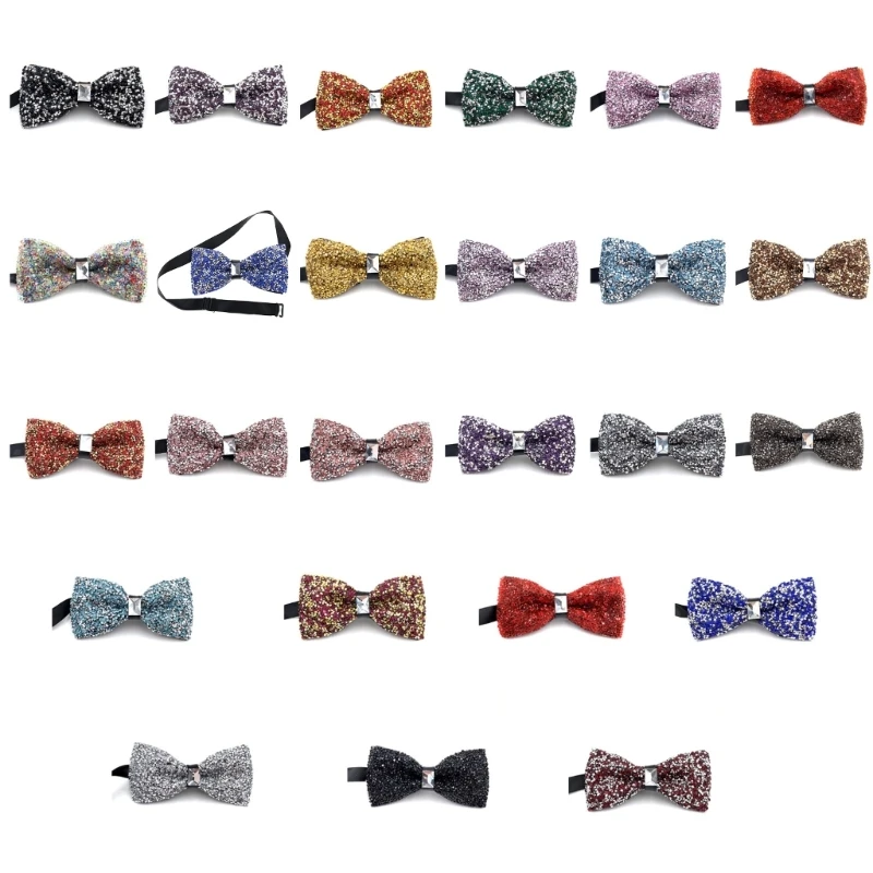 Mens Adjustable Length Bow Tie Rhinestones Crystal Jewelry Party Pre-Tied Bowtie Dropshipping