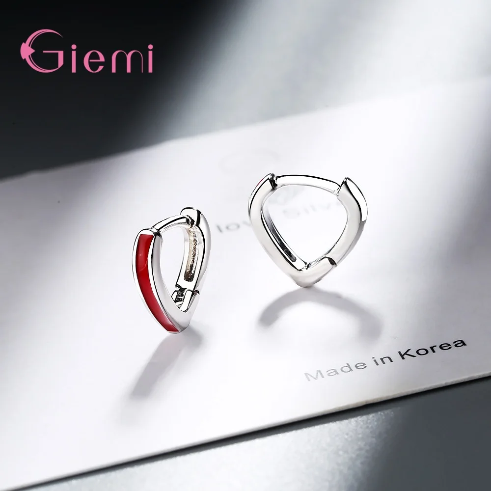 Top Vendor Classic 925 Sterling Silver Hoop Earrings For Women Temperament Simple Red Stripe Charm Party Pierced Earings Jewelry view 3