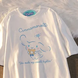 Sanrio Cinnamoroll Short Sleeve Clothes Y 2k Kawaii Korean Fashion Graphic T-shirt Women Summer Tops Female Cute Streetwear Y2k