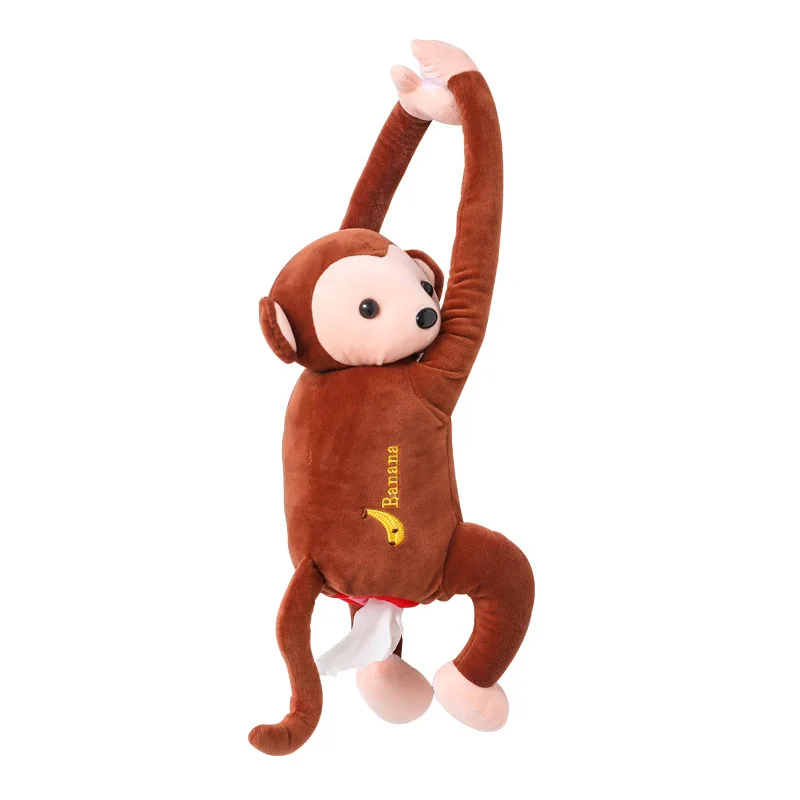 Tissue monkey Car Hanging Paper Napkin Tissue Box Cover Holder Cute Cartoon Home Office Portable Paper Box Interior Accessories