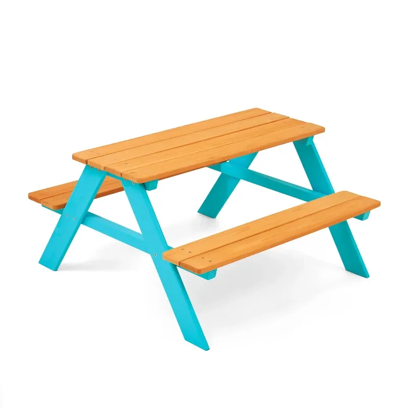 Custom Solid Wood Outdoor Kids Picnic Table Bench Set Kindergarten Play Furniture One Piece Garden Dining Combo