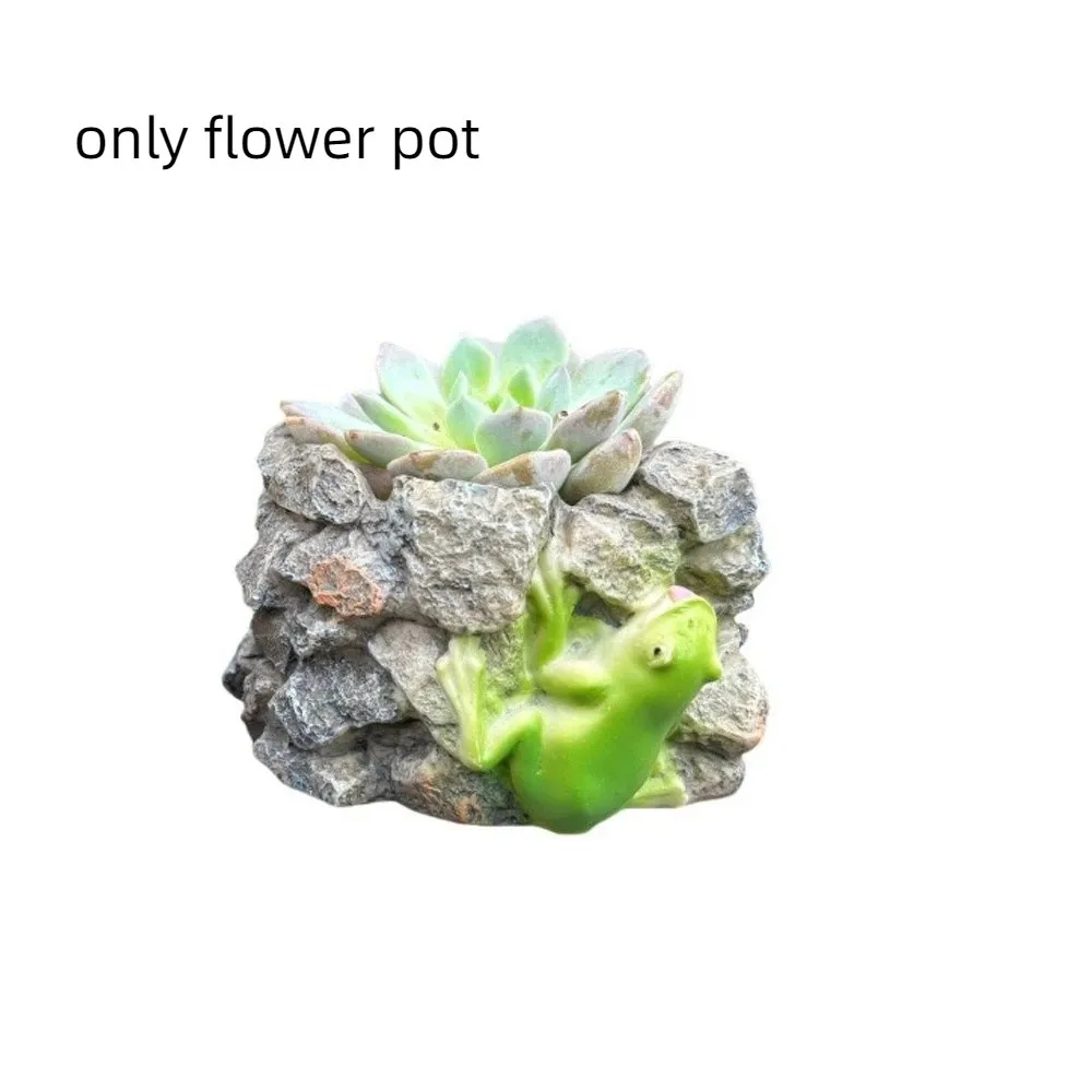 Multi-functional Resin Turtle and Frog Flower Pots Cartoon Decorative Animal Shaped Flowerpot Cute Succulent Pot Patio