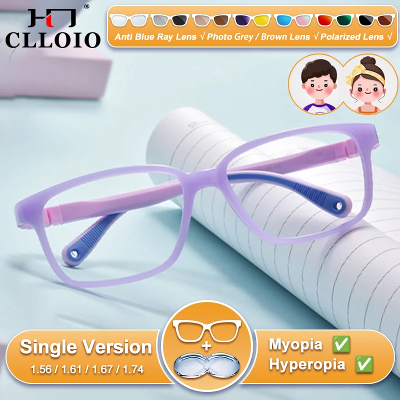 

CLLOIO Универсальные стильные силиконовые оправы для подростков, квадратный дизайн, ультралегкие очки для коррекции близорукости с защитой от синего света, очки для чтения по рецепту