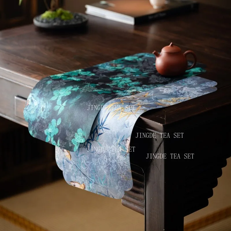 50x23cm Chinese Style Brocade Tea Mat Waterproof Teaset Insulation Pad Household High-end Tea Ceremony Accessories Tea Towel