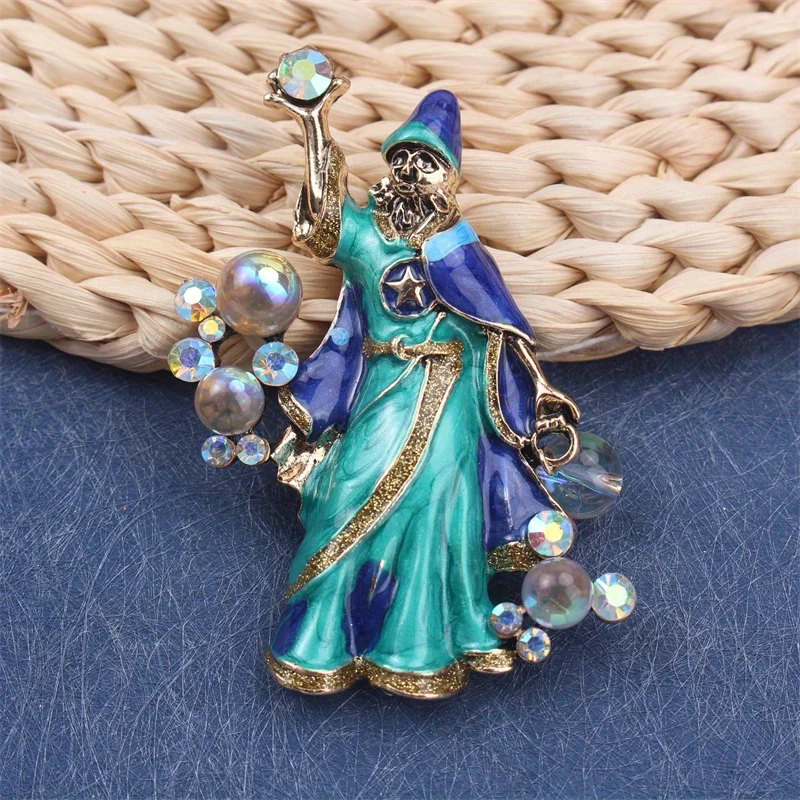 

1pcs luxury novelty elegant versatile inlaid rhinestone stars magic old man brooch suitable for traveling party daily wear