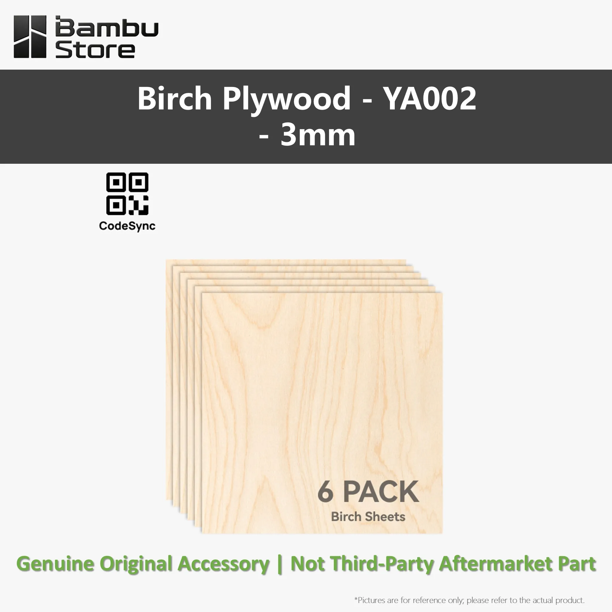 Original Bambu Lab 3mm Birch Plywood 6pcs with CodeSync, 300x300 Laser Cutting & Engraving Wood Sheets for 3D Printer DIY Crafts