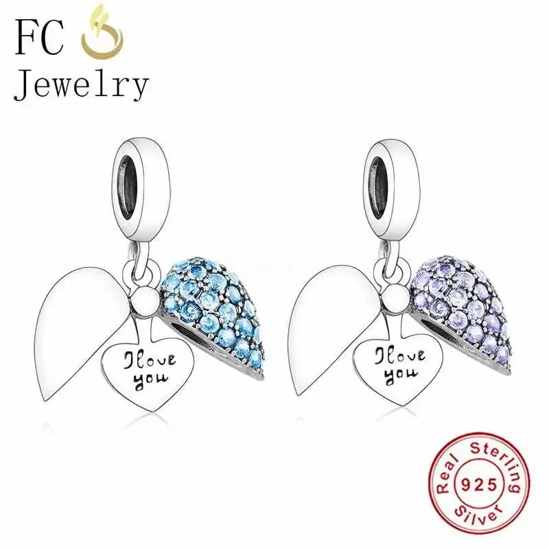 

FC Jewelry Fit Original Pan Charms Bracelet 925 Silver Open Close Heart I Love You Guardian Angel Wing Bead For Making Berloque