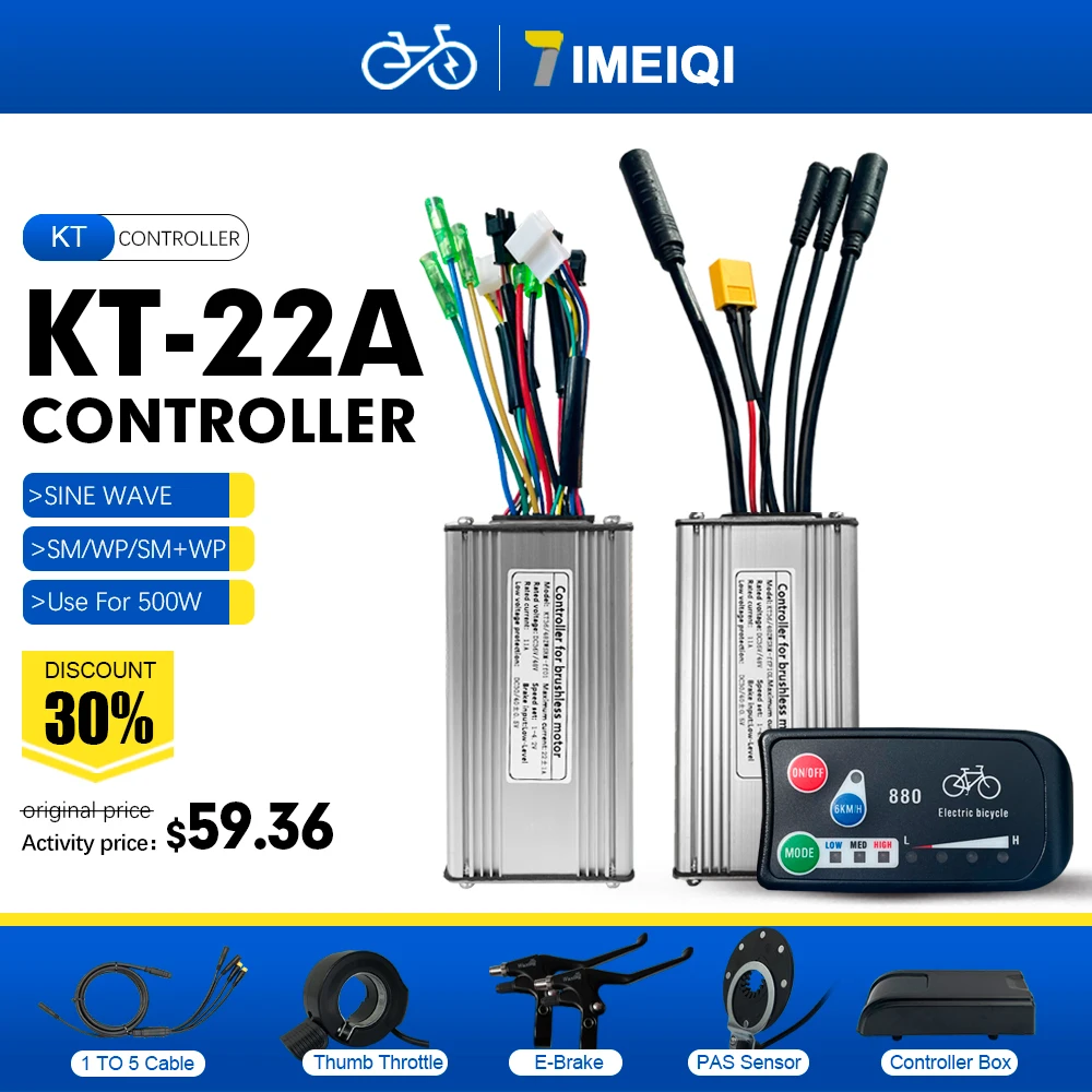 

Electric Bike KT Controller 36V/48V 22A with Light Function Controller and LCD LED Display For Ebike Conversion Kit Accessories