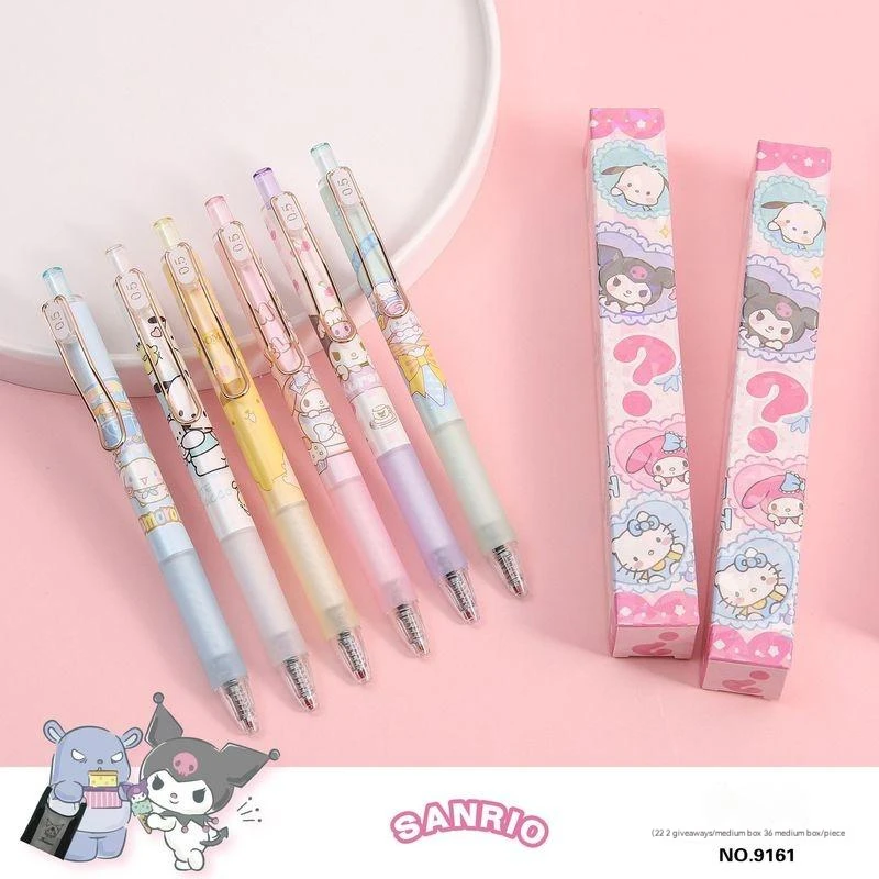 Imagem -05 - Sanrio Kuromi Minha Melody Cartoon Gel Pen Alto Valor Material Escolar Estudante Assinatura Preto Pen Presentes Kawaii Novo 0.5 mm 24 Pcs