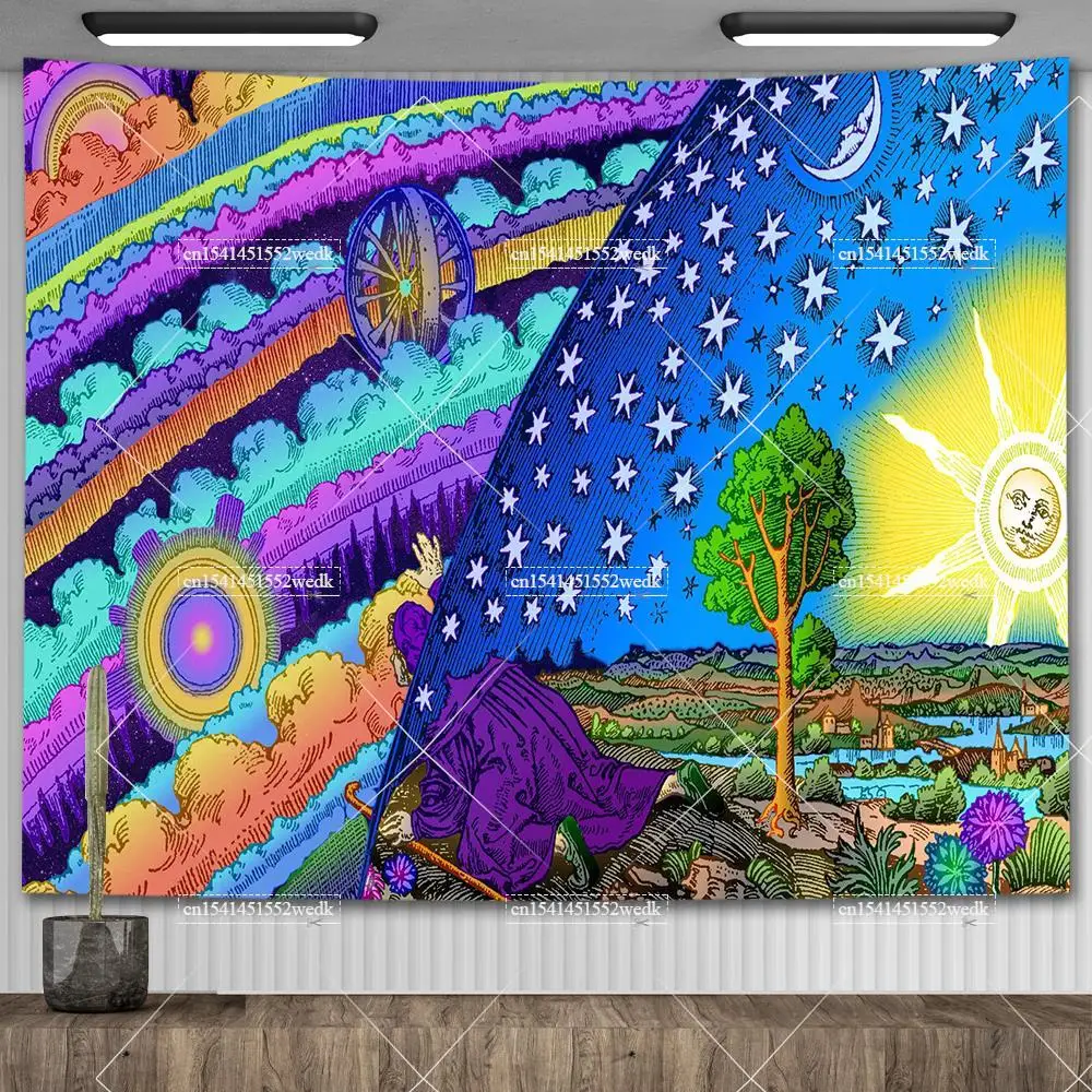 Flammarion Engraving Woodcut Tapestry Aesthetic Hippie Sun Moon