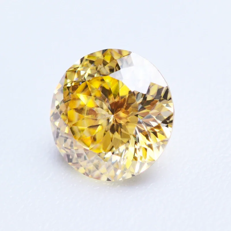 Moissanite Stone 100 Faceted Cut  Lemon Yellow Round Shape Lab Grown Diamond for DIY Jewelry Making Materials with GRA Report