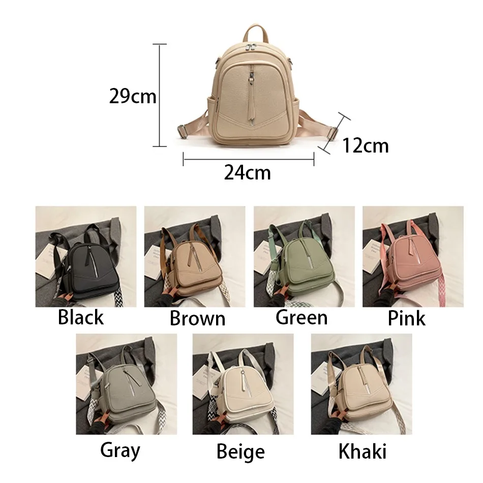 Luxury Leather Fashion Women Backpacks Designer Multi-Function Solid Color Solid Color Back Packs Female Shoulder Bags Girl Sac