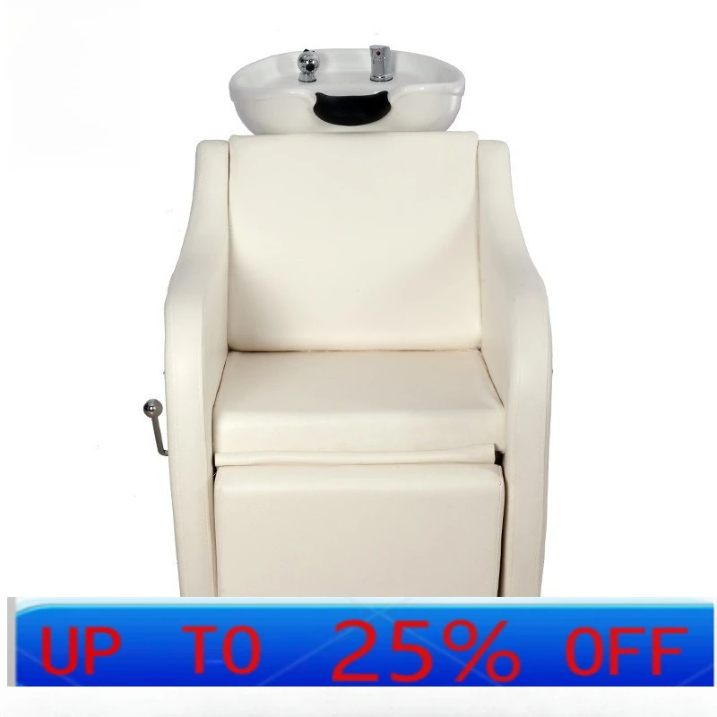 

Lmm Barber Shop Shampoo Bed Hair Salon Fiberglass Hair Salon Ceramic Basin Half-lying Flush Bed