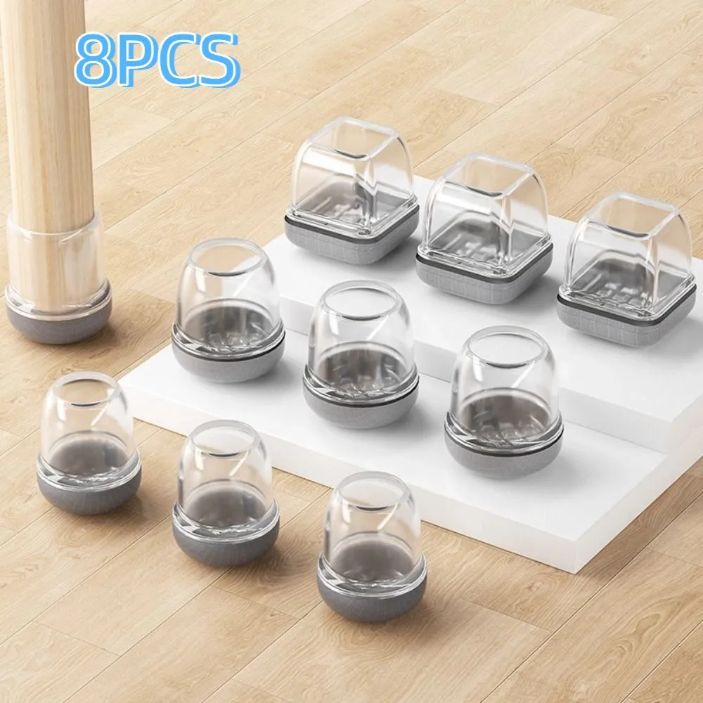 

8 Pcs Non-slip Chair Leg Protector Pad Resilient Thickened Furniture Feet Pad Wear-resistant Avoid Sticky Hair Chair Leg Cover