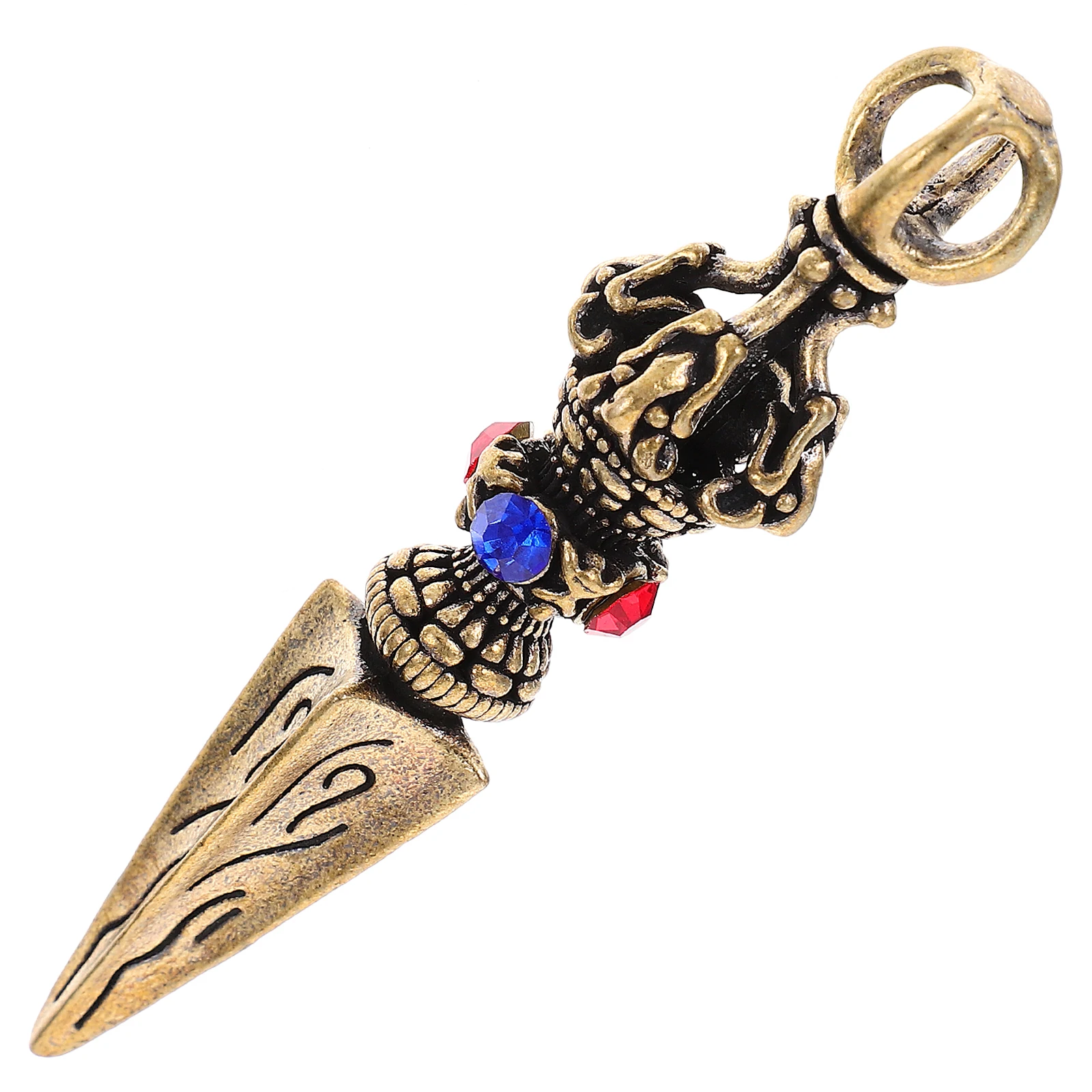 

Brass Solid Vajra Charm Pendant Handcrafted Religious Pestle Hanging Keychain Necklace Accessory Decorative