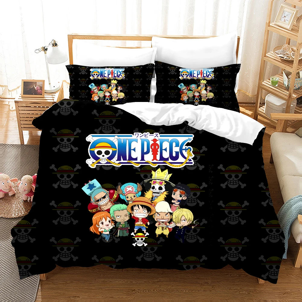 ONE PIECE Anime Bedding Set Juvenile Monkey D.Luffy Odyssey Pattern Duvet Cover Set Design Bedding Set King Size Bed Comforters