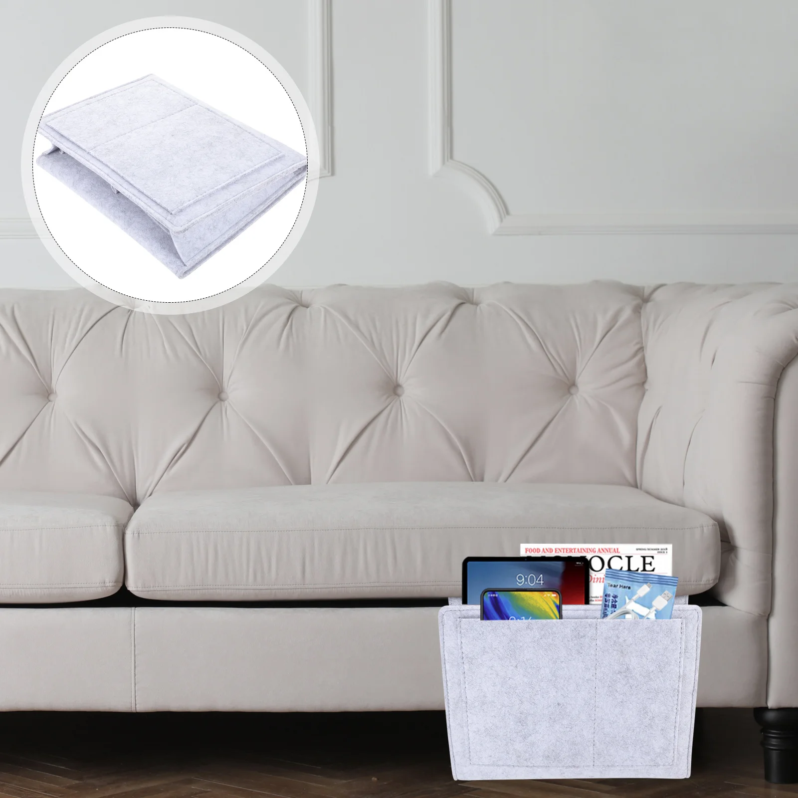 

Bedside Storage Pocket Felt Hanging Organizer Large Capacity Home Sofa Arm Organizer Bed Hanging Basket Dormitory Storage Holder