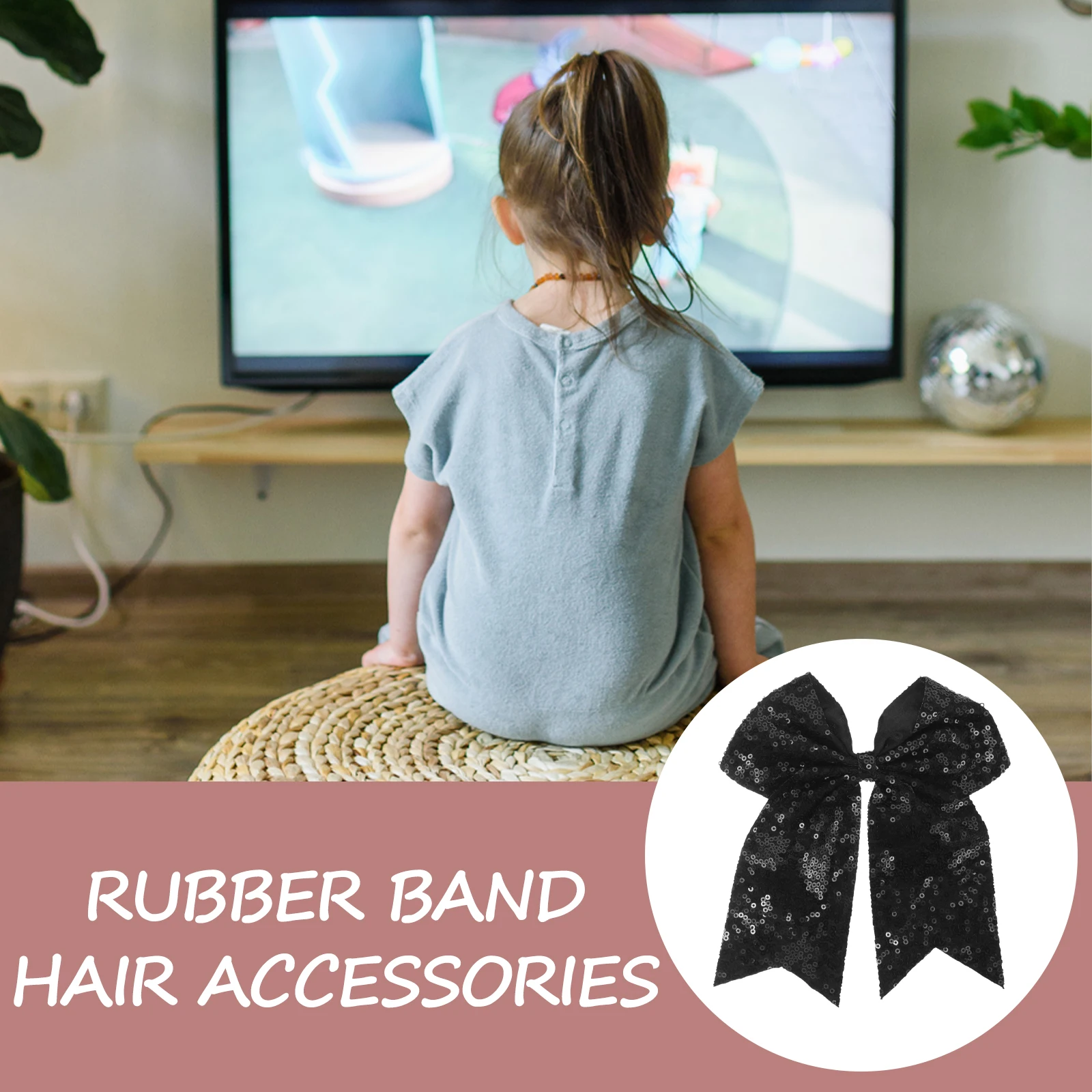 

10 Pcs Hair Ribbon Bow Cheerleading Accessories Headgear for Girls Cuffs Black Ties Bows Holder Teen Child