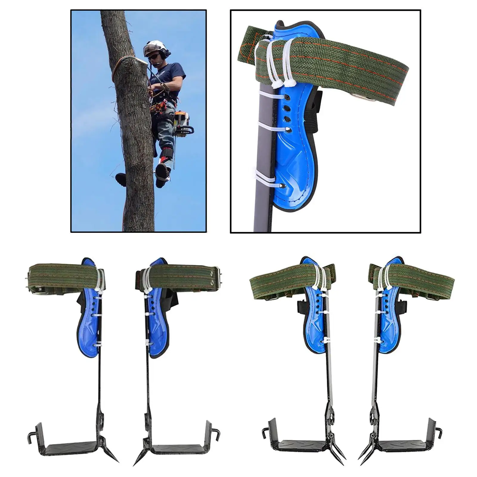 

Garden Stainless Steel Tree Climbing Spike Set Rope Fr Rock Climbing New