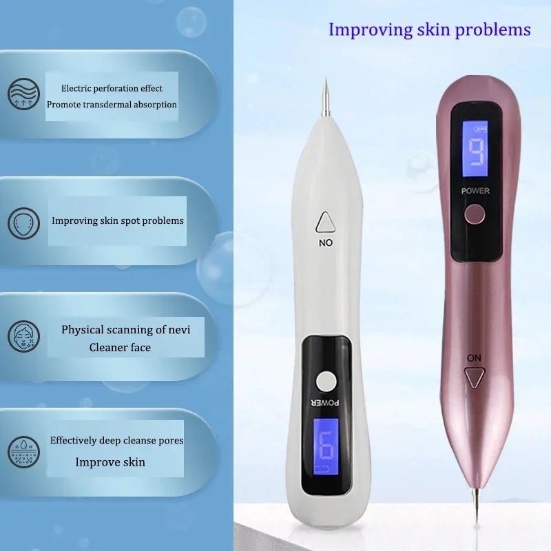 9-Speed Spot Removal Pen Household Portable Multi-Function LCD Blue Light Adjustable Small White Mole Scanning Machine