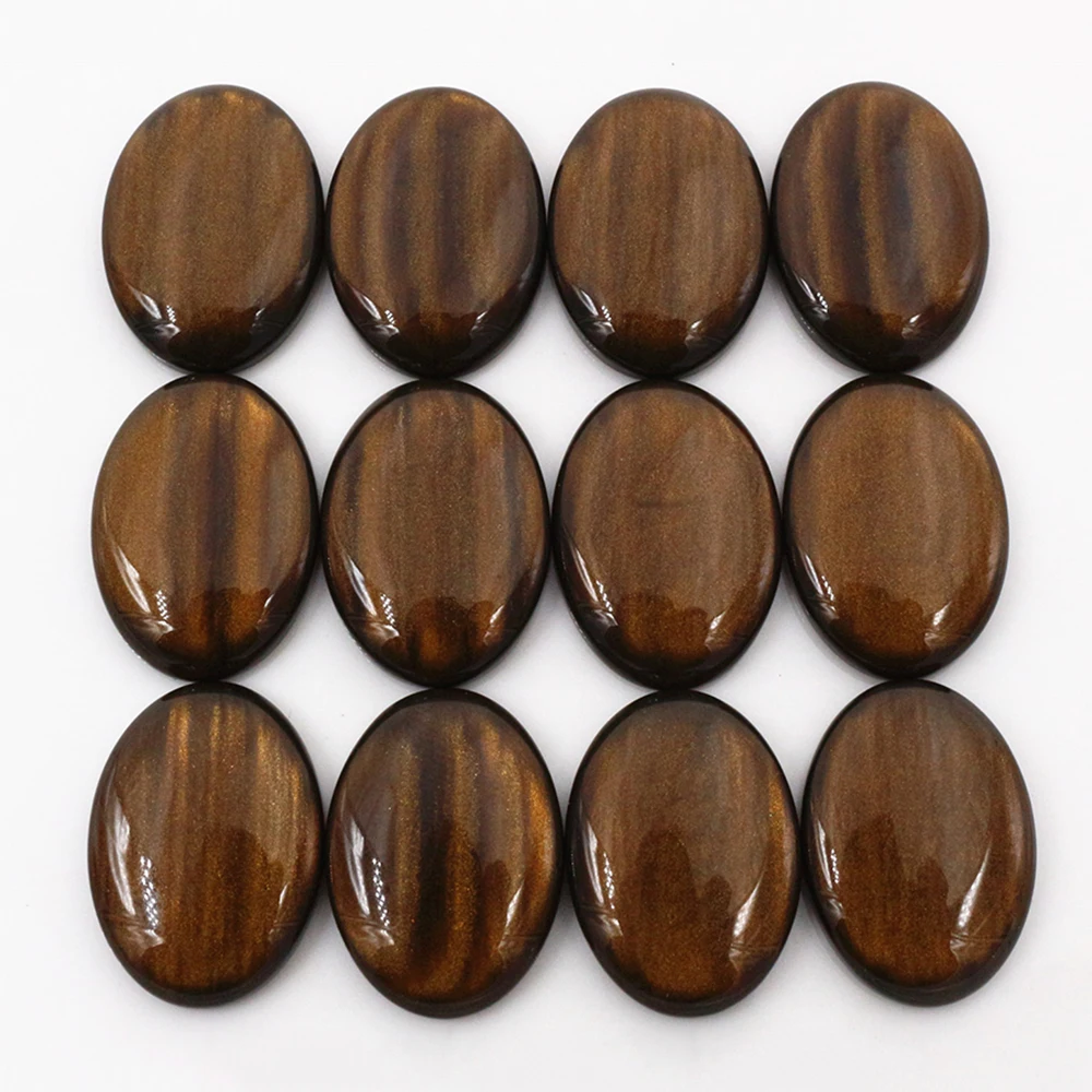 Nieuwe Mode 10 Pcs 18X25 Mm Amber Kleur Plat Hars Cabochons Cameo G7-07