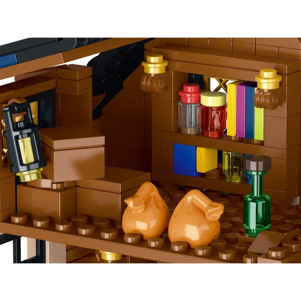 Ensemble de blocs de construction de cabane secrète médiévale, 2225 pièces, Kit de modèle d'architecture de chalet modulaire avec lumière LED pour adulte et enfant, cadeau créatif