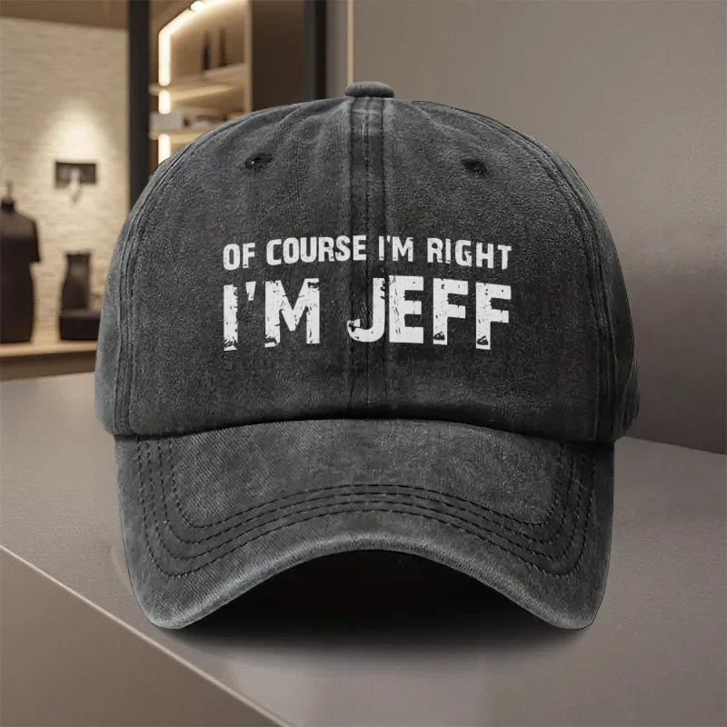 [Funny Jeff Snapback Hat] Woven Fabric. Men's Funny 
