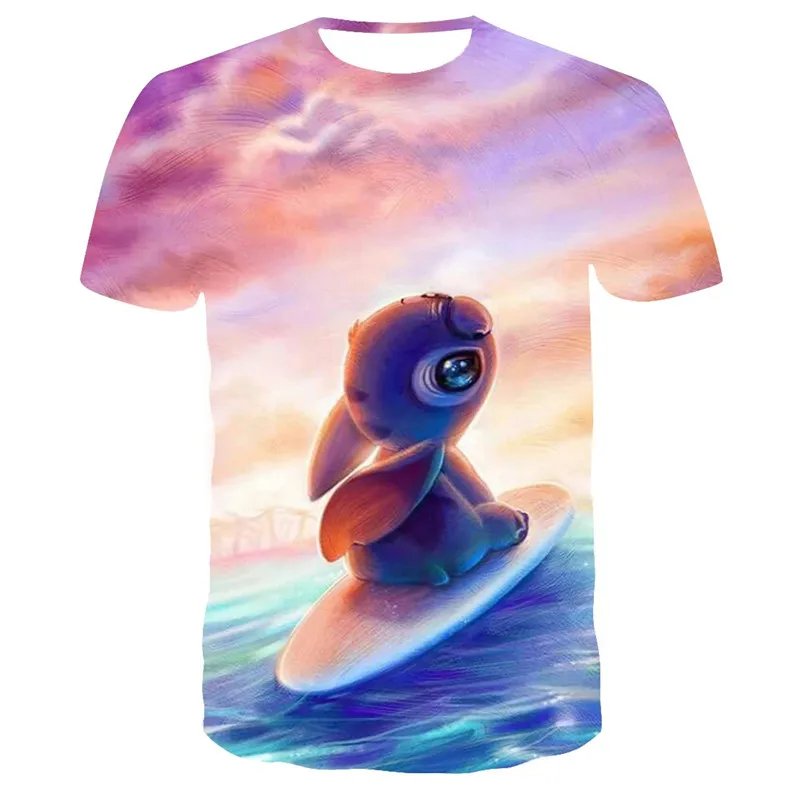 Disney Lilo Stitch T Shirt Kids Streetwear Short Sleeve Children's Tshirts Boys Girls Men Women Clothing T-shirt Tops