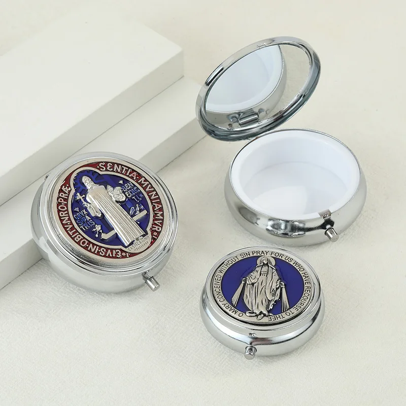 Metal jewelry box, makeup mirror box, candy box, Guadamari rosary packaging box, gift round box
