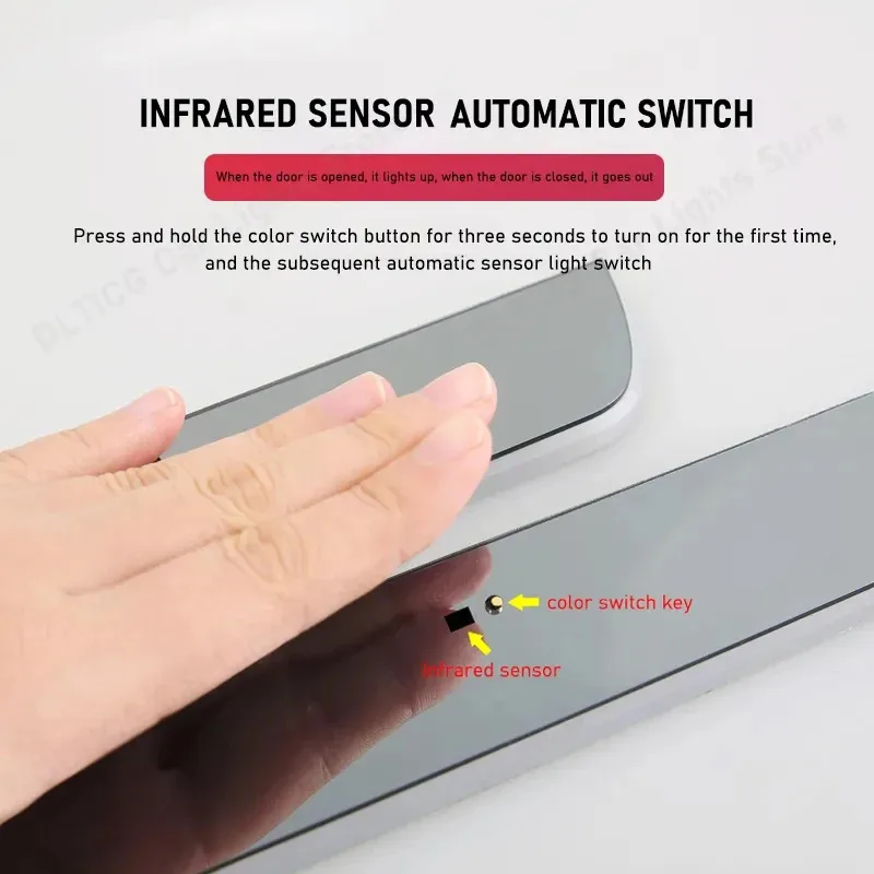 Picture 3: Car Wireless LED Threshold Light For Tesla Model 3 Model Y Model S Model X Auto Interior Threshold Step LED Light Accessories