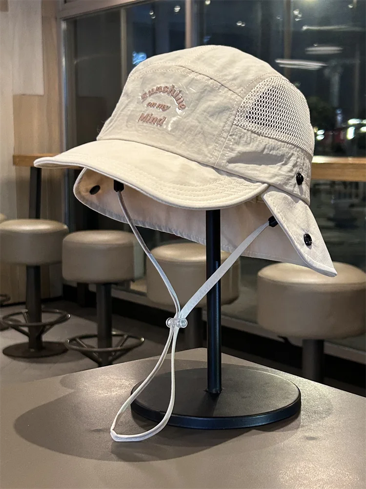 

Unisex Outdoor Mesh UV Protection Bucket Hat Breathable Quick Dry Wide Brim Hat for Hiking And Climbing in Summer