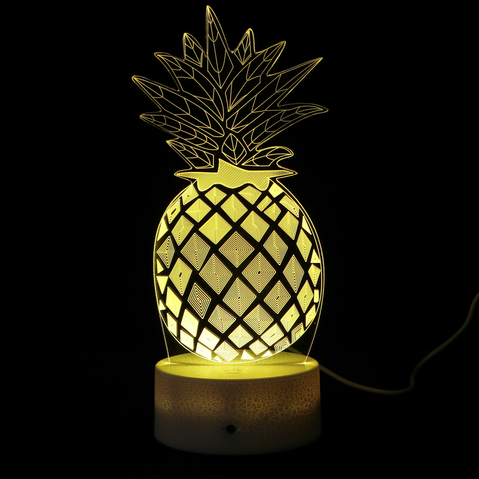 

Intelligent Night LED Pineapple Lamp Creative Desk Stand Acrylic Plate 3D Effect Low Use Bedside Baby Room Corridor