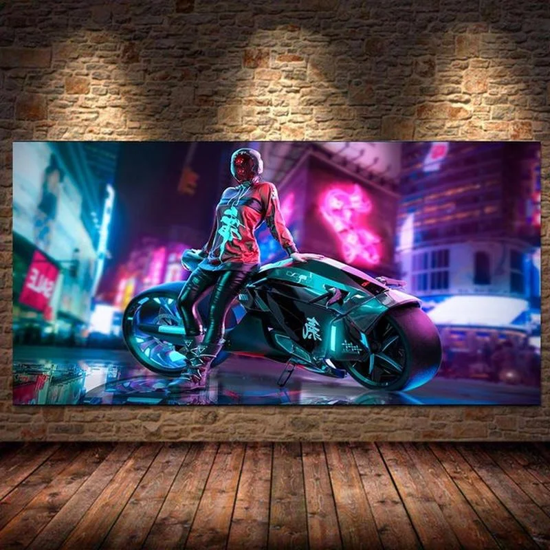 Future Sci-Fi Punk Style Steam City Sport Car Posters Prints Wall Art Canvas Paintings For Gamer Boys Room Bedroom Decor Picture