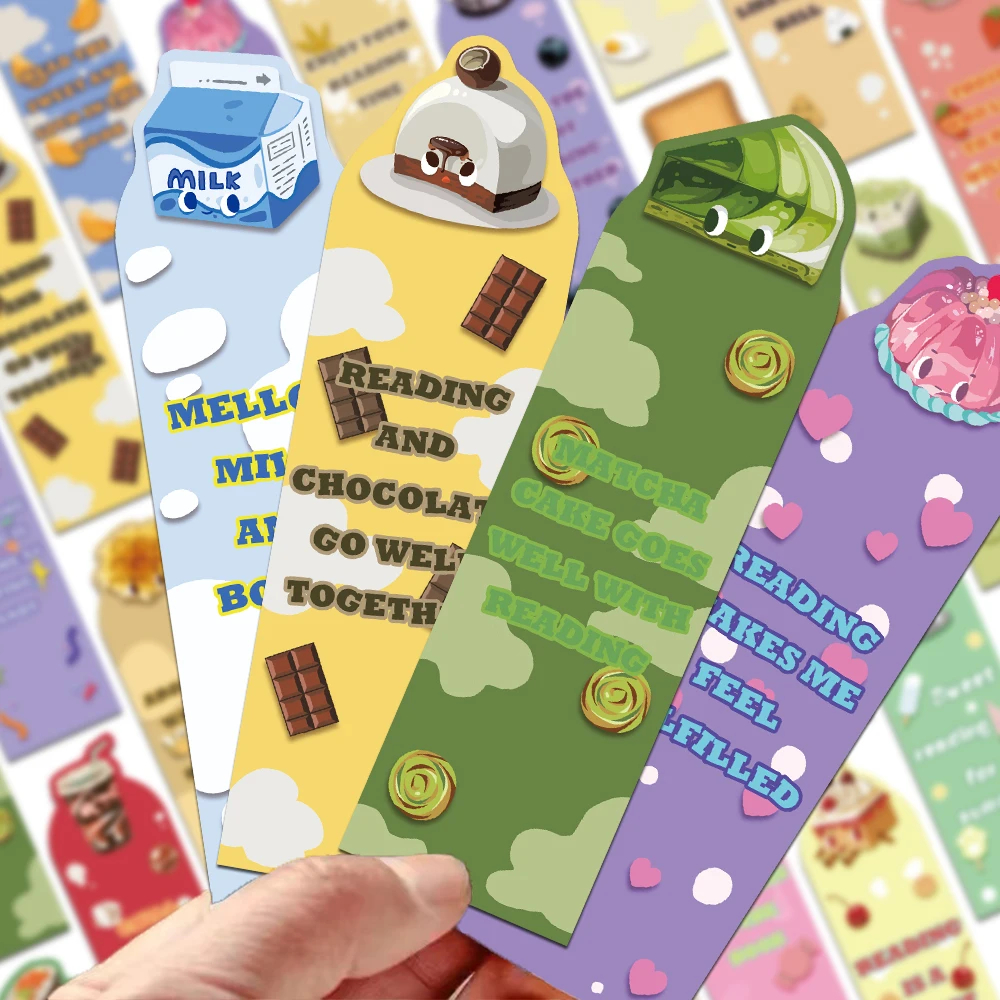 30pcs Cartoon Cute Food Bookmark Reading Pages Books Tagging DIY Decorative Material Students Creative Gifts Aesthetic Bookmark