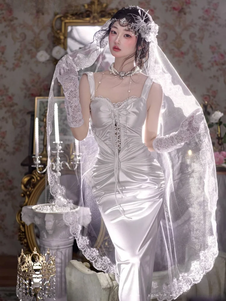 

2026 New Fashion Light Wedding Dress Retro Costume Goddess Art Photography Clothes Subject to Fashion Photography Shoots