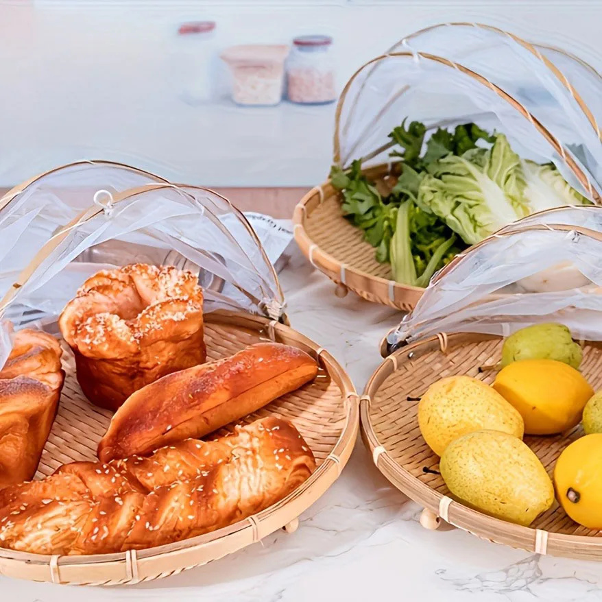 

Kitchen Accessories Bamboo Basket Anti-mosquito Bamboo Basket Dustpan Holders Net Fruit Woven Basket High-quality