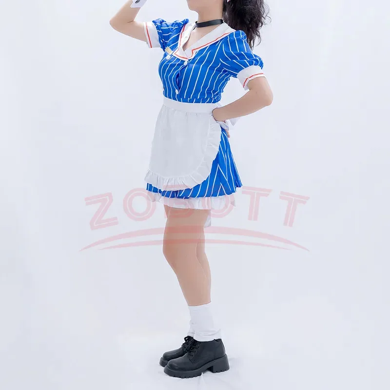 COSda@avda@Аниме Мику костюмы для косплея униформа моряка женское полосатое платье горничной шляпа фартук костюм Хэллоуин Рождество карнавал P COSda@avda@Аниме Мику костюмы для косплея униформа моряка женское полосатое платье горничной шляпа фартук костюм Хэллоуин Рождество карнавал P