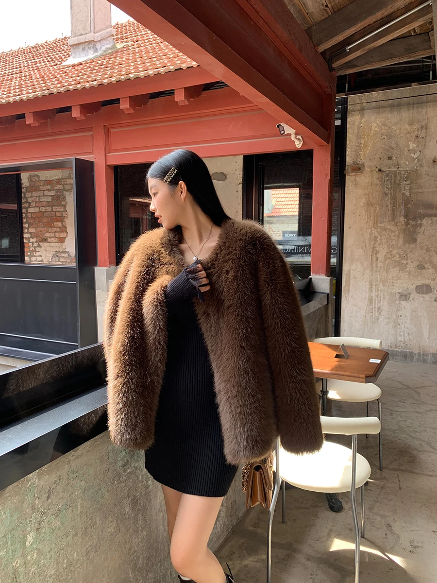 

Sli Fall Winter Women's Cotton Jaet Unique Beautiful Fur Trimmed Versatile Warm Commute Sle Color Long Sve