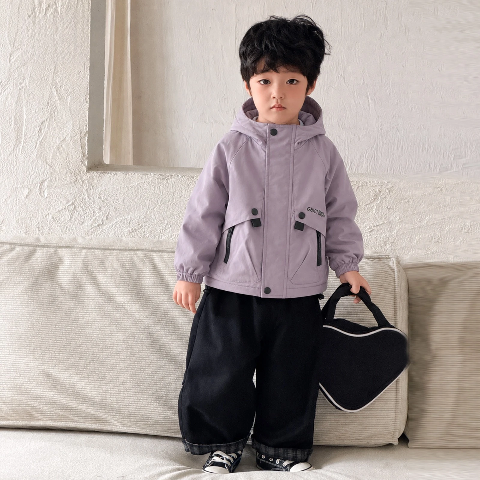 New Assault Jacket for Boys and Girls Fashionable Children's Solid Color Baby Hooded Top