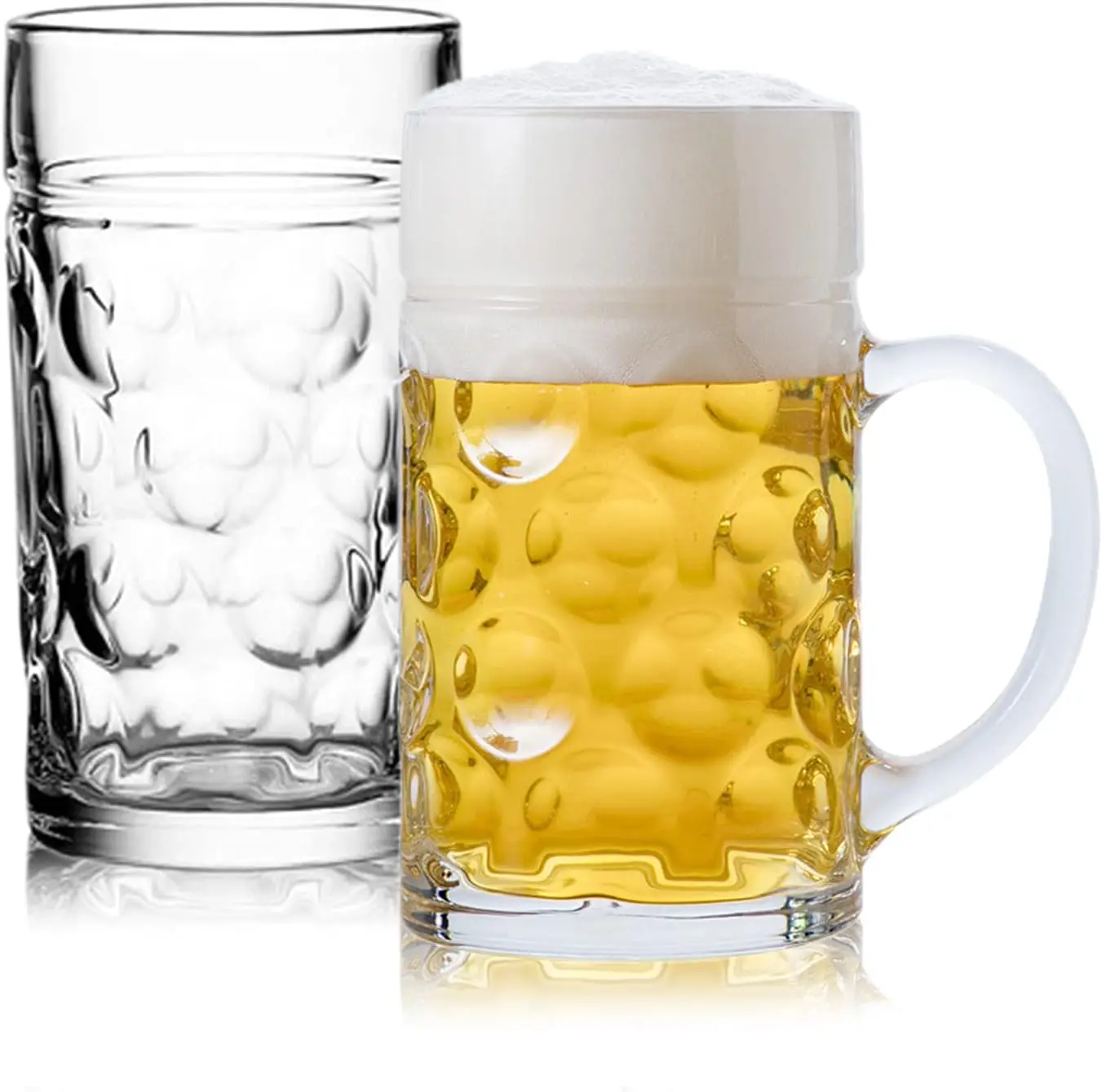 1or 2PCS  Pack  1L Beer Mug Reusable Unbreakable Mug Plastic BRA Free Acrylic Cups Bar Party Cold Drinks Juice or Ice Water
