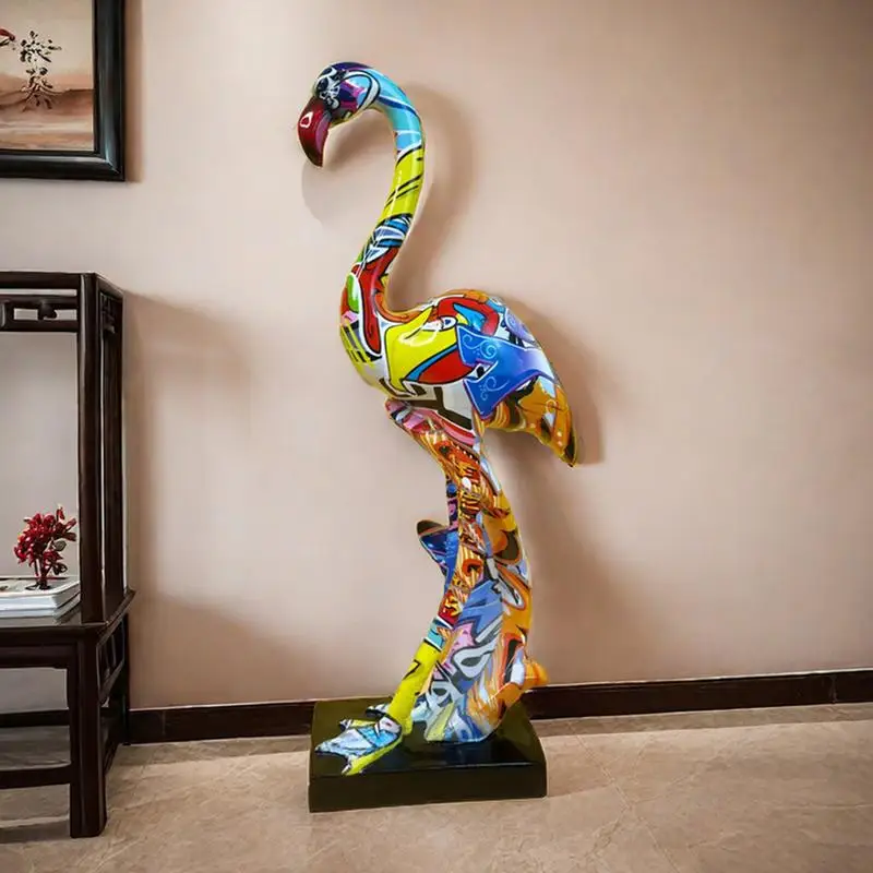 

Graffiti Flamingo Sculpture Animal Statue Art Figurine Home Decor for Living Room Bedroom Book Shelf TV Cabinet Desktop Decor