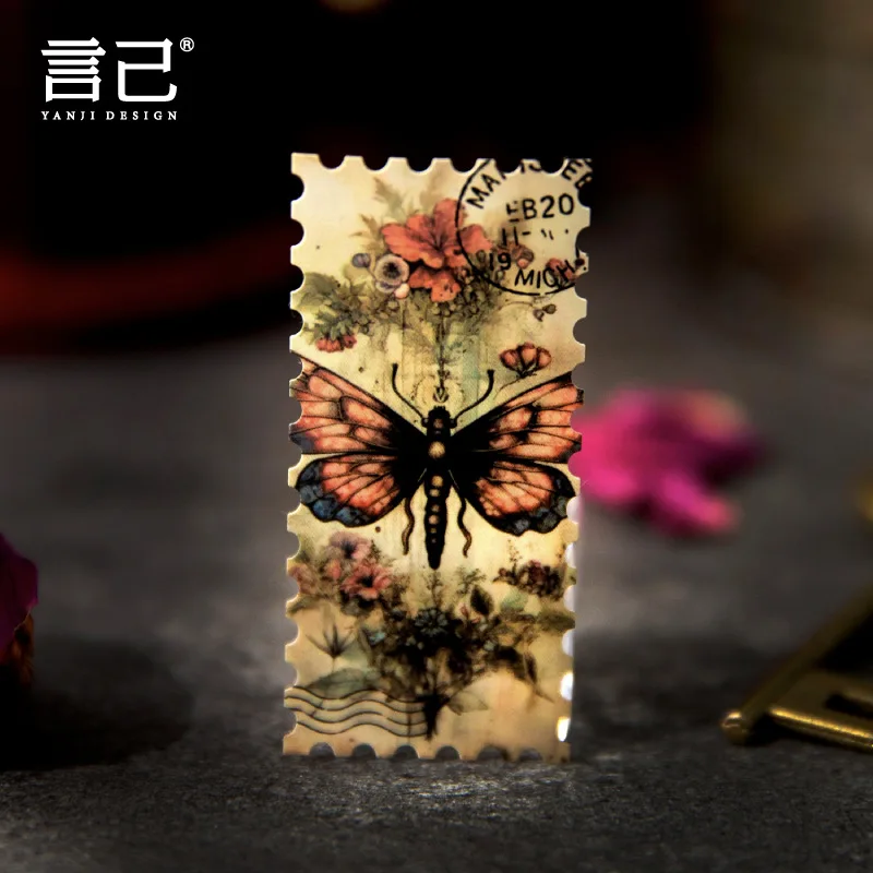 Mysterious Letter British Stamp Vintage Plated Paper Sticker Roll Scrapbook Jurnaling Diary Decorative Collage image 4