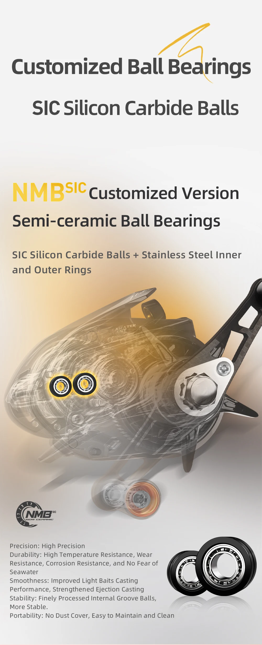 HASIDA Giu 99 Carbon BFS Baitcasting-Angelrolle NMB SIC BB 3D Dynamische Aufhängung Magnetische Bremse 8.1:1 Übersetzung 4KG Bremskraft – Detail 7