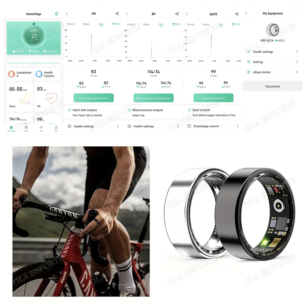 For Xiaomi Smart Ring Multifunctional Rings Bluetooth Health Monitoring Sleep Monitor Heart Rate Waterproof Men Women Smart Ring