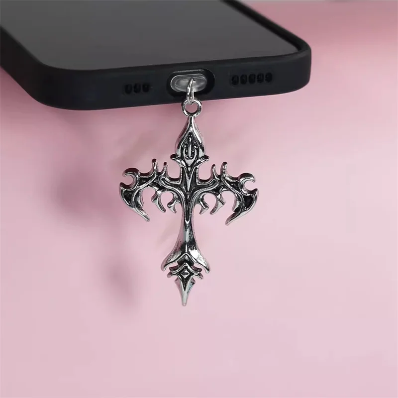 Alloy Cross Mobile Phone Anti-Dust Plug For iPhone Samsung Huawei Type C Android Charging Port Protectors Dustplugs Accessories view 2